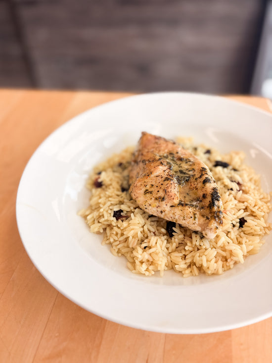 *Fresh* Brie Stuffed Chicken with Cranberry Rice