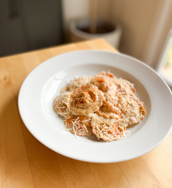 *Fresh* Butternut Squash Ravioli with Sundried Tomato Pesto Sauce