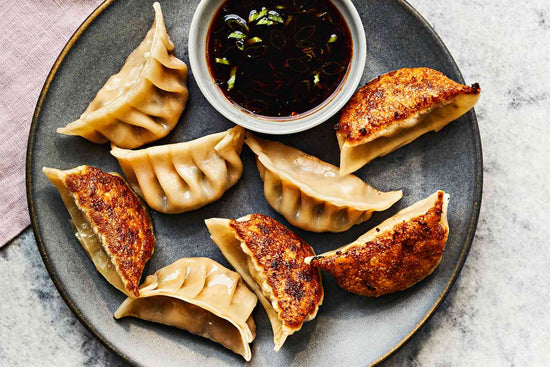 Chicken Dumplings with Ginger Soy Dip