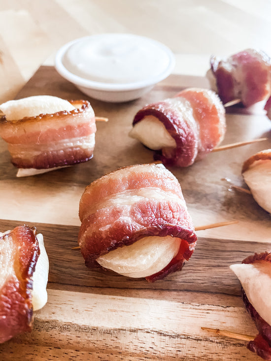 Mini Perogies Wrapped in Bacon